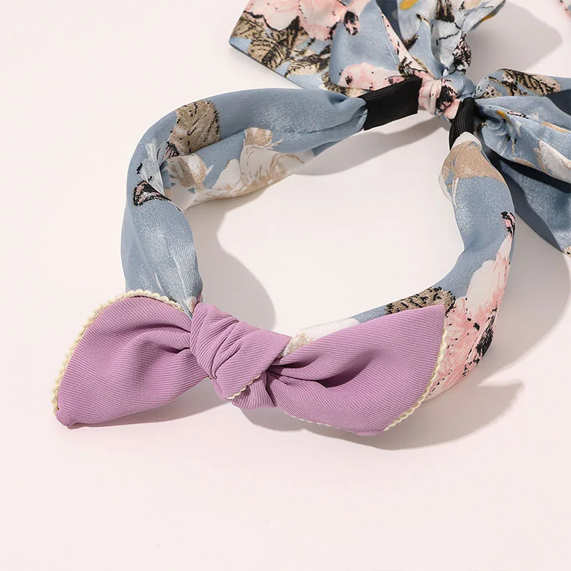 

Satin Long Ribbon Headband Women Grils Printed Lengthened Bowknot Braided Hair Hoop Elegant Fashion Dangler Hair Accessories