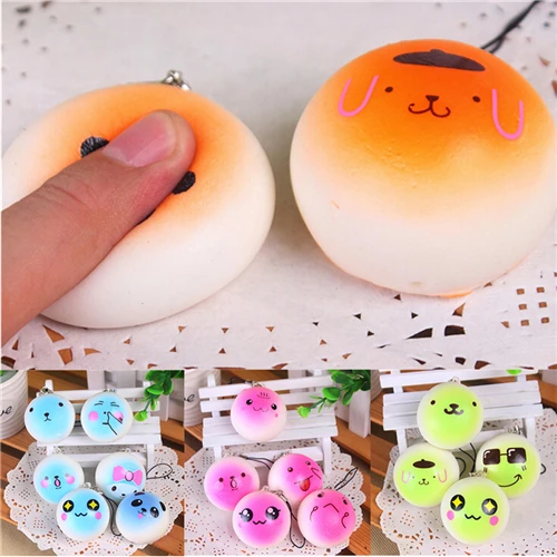 4 см случайные кавайные выражения Булочки с лицом хлеба мягкие булочки