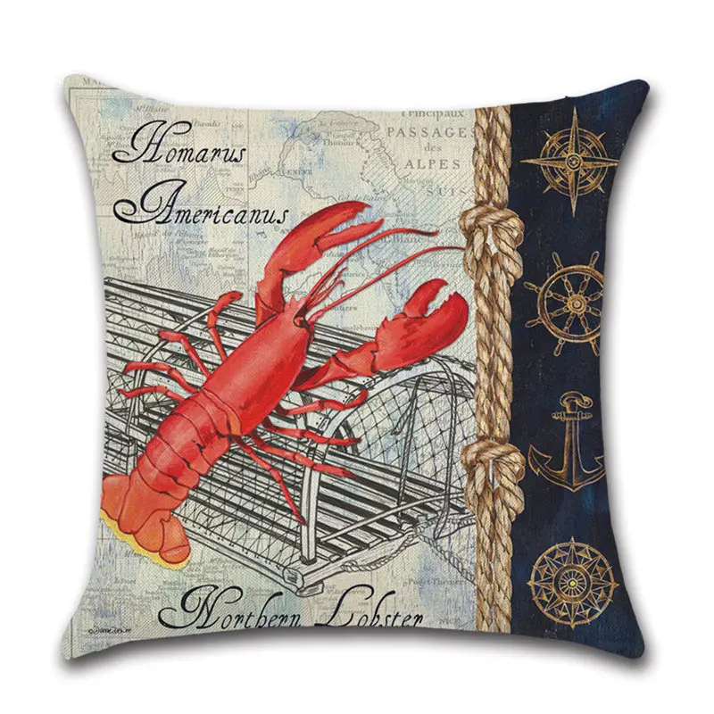 Морские декоративные подушки наволочка в морском стиле из хлопка и льна для