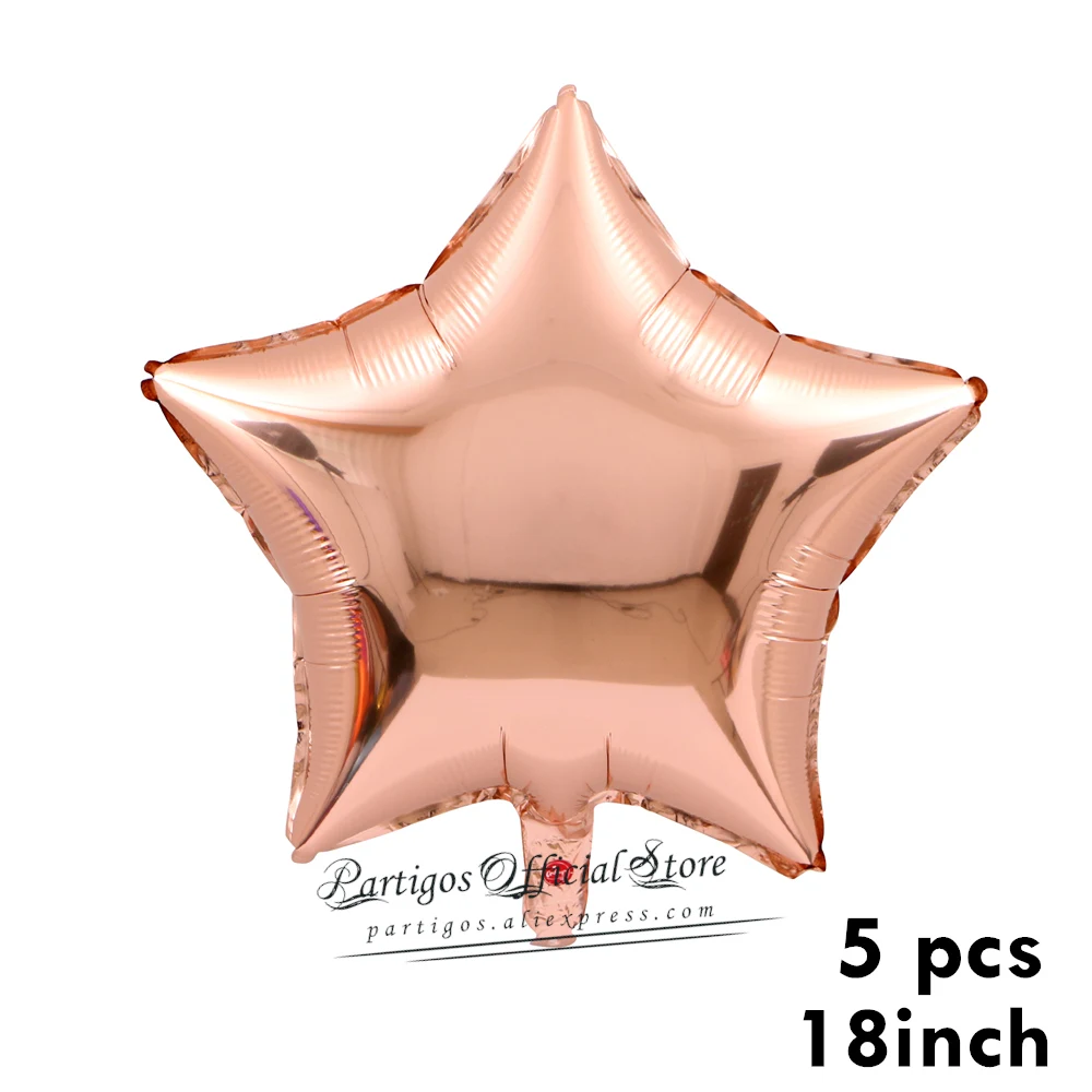5pcs 18inch star 1 компл. 4D розовое золото свадебные украшения, воздушные шары из фольги металлические блестящие звезды глобусы День Рождения Декор поставки баллоны с гелием - Цвет: 5pcs 18inch star