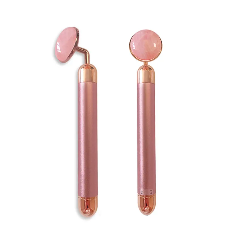 Электрический инструмент лифтинга лица Массажер Розовый кварцевый ролик для