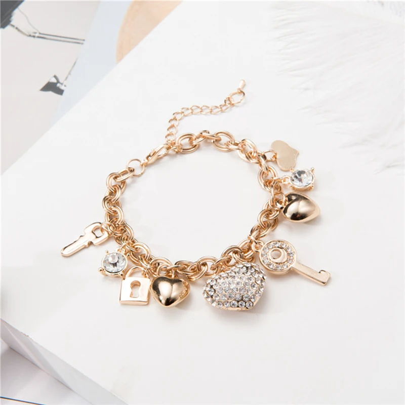 

Fashion Heart Bracelets Beetle Charm Bangles For Women Gold Plated Bracelet Austrian Crystal Chain