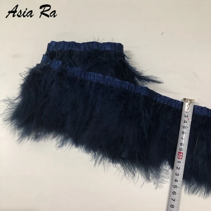 navy blue 2 Yard/lot Natural Marabou Feather Trims Fringe 5-8inch Turkey Feathers for Crafts Ribbon Boa Wedding Decoration Plume | Дом и сад