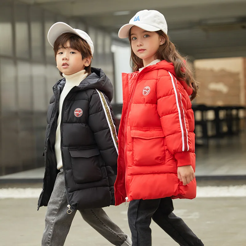 

(От 3 до 8 лет) Kdis одежда топы для мальчиков и девочек длинный пуховик утепленный для сохранения тепла и ветра