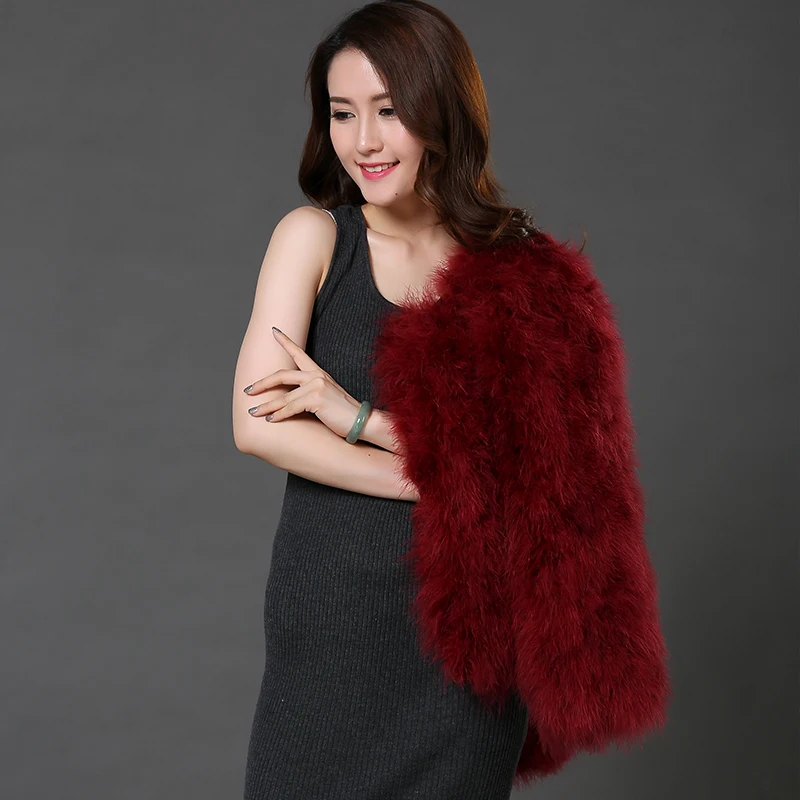 Real Fur Coat Women Fashion Fur Coats Winter Real Ostrich Fur Jackets Natural Turkey Feather Fluffy Outerwear Lady C418-1