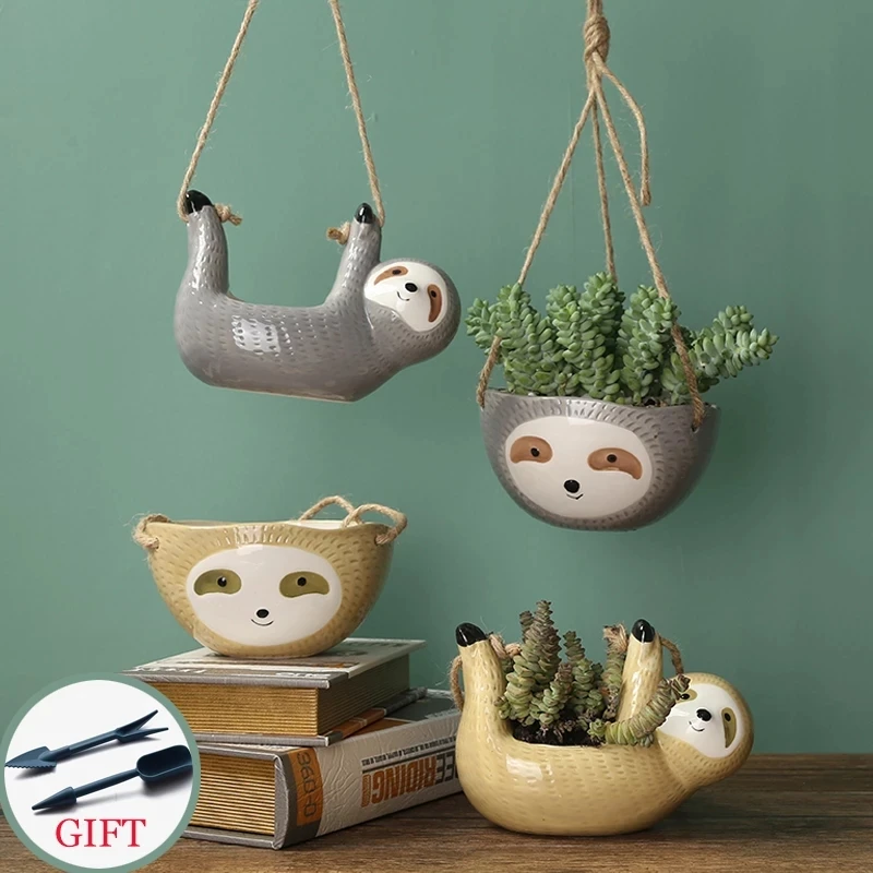 HOT Sloth Vaso di Fiori Animale Vaso da Fiori Hanging Planter Vasi di Ceramica per le Piante Giardino di Casa Appendere Pianta Scindapsus Chlorophytum Vaso