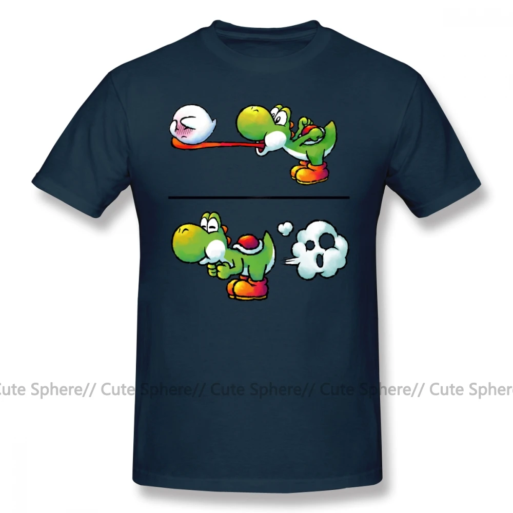Футболка Super Smash Bros, Farting Yoshi, 100 хлопок, модная мужская футболка, 6xl, Милая футболка с коротким рукавом и принтом - Цвет: Navy Blue