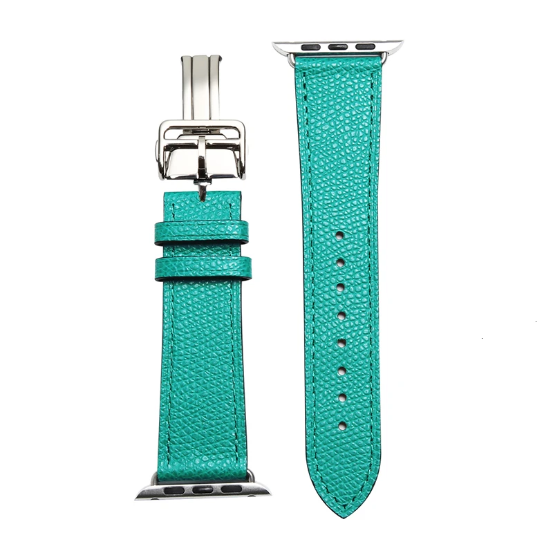 Cow Leather strap For Apple Watch band 44mm 40mm Series 6 5 iwatch SE 4 3 2 1 steel buckle 42mm loop 38mm bracelet Replacement