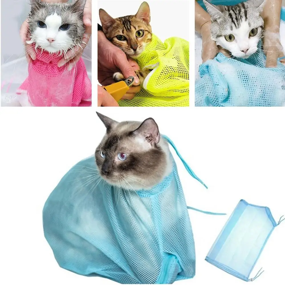 

Mesh Cat Bathing Bag Cats Grooming Washing Bags No Scratching Bite Restraint Cat Supplies Bath Clean Bag Pet Nail Trimming Bags