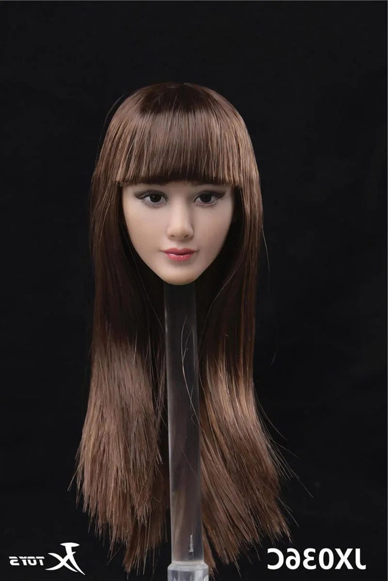 

In Stock JXTOYS 1/6 Scale Beauty Girl Head Sculpture Model JX036 with Long Hair Fit 12" Female Action Figure Body