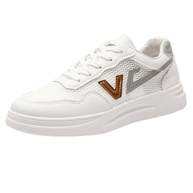 

Spring Fashion Embroider Breathble Vulcanized Shoes Women Sneakers Pu Leather Platform Shoes Women Lace Up Casual Shoes White