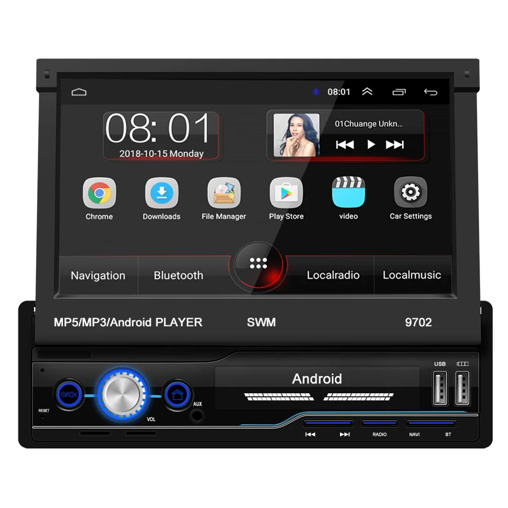 1 Din Android 8 Выдвижной Автомобильный DVD мультимедийный плеер 1DIN 7 ''сенсорный
