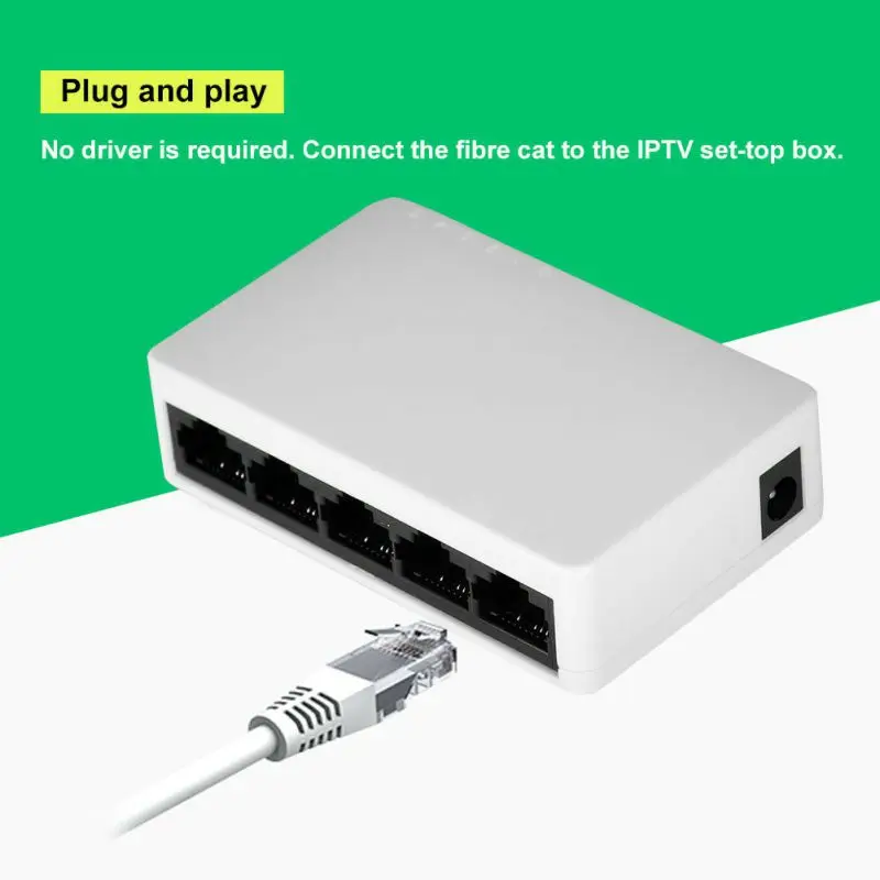 Мини сетевой коммутатор 5 Порты и разъёмы 10/100 Мбит/с Fast Ethernet настольный
