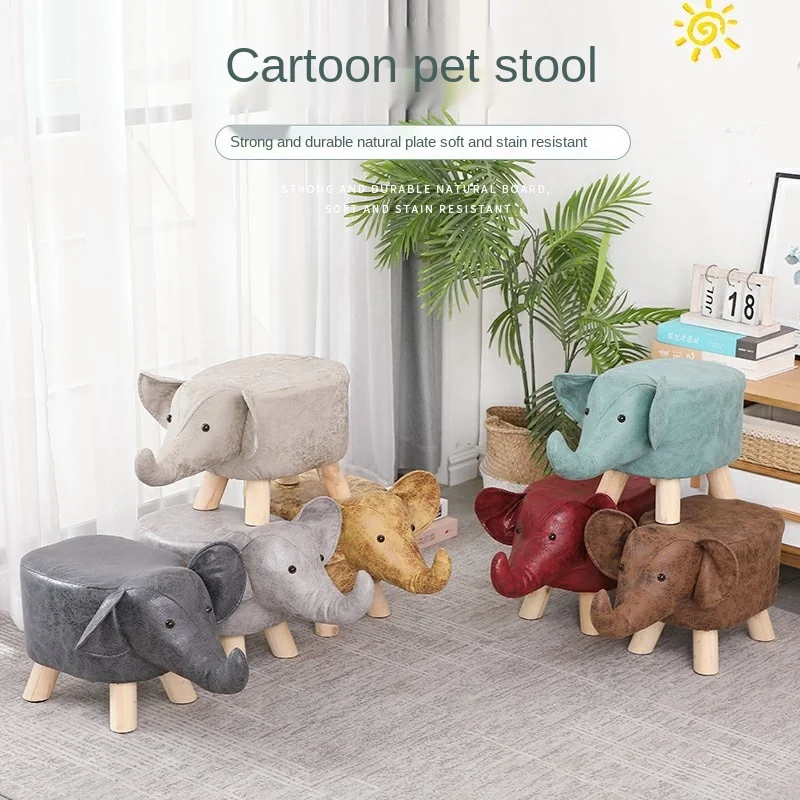 

Children's Home Wooden Animal Stools Household Shoe-Changing Stool Creative Little Elephant Cartoon Children Chairs Bench LB664
