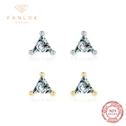 Женские треугольные серьги-гвоздики из серебра 925 пробы с фианитами