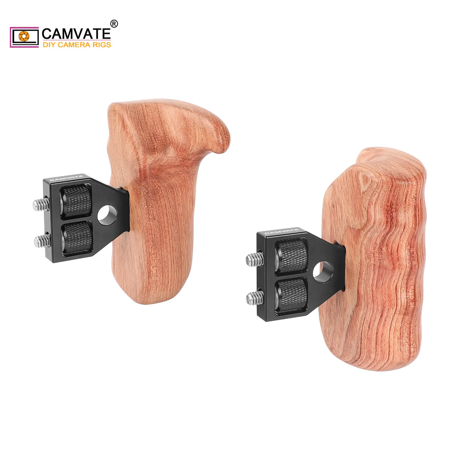 Деревянная рукоятка камеры CAMVATE (слева и справа) с разъемом из алюминиевого