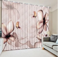 luxury blackout 3d window curtains for living room bedroom flower lily curtains