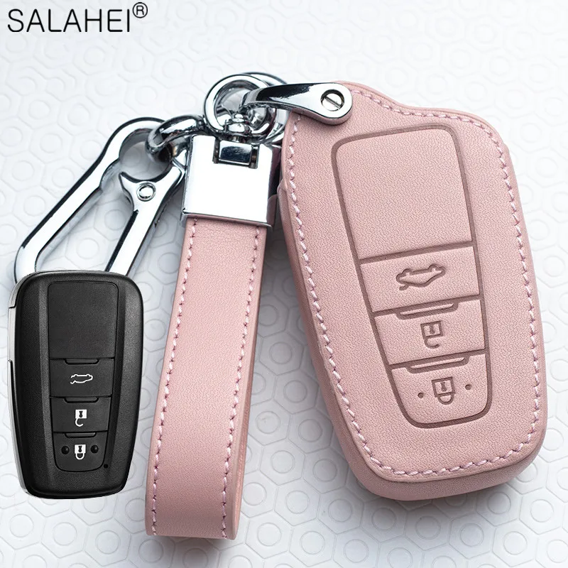 

Leather Car Key Cover Case For Toyota Prius Camry Corolla C-HR CHR RAV4 Prado Auris Avensis Land Cruiser 200 Prado Crown Revo