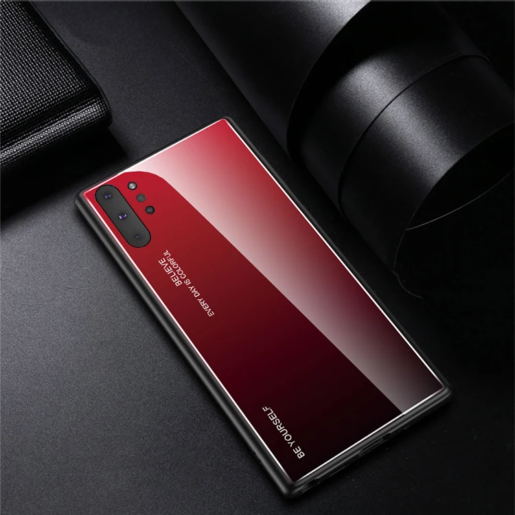 Красный Жесткий чехол для samsung Galaxy Note 10 Plus, чехол из закаленного стекла, защитный чехол для samsung Galaxy Note 10, чехол из мягкого ТПУ и поликарбоната - Цвет: Красный