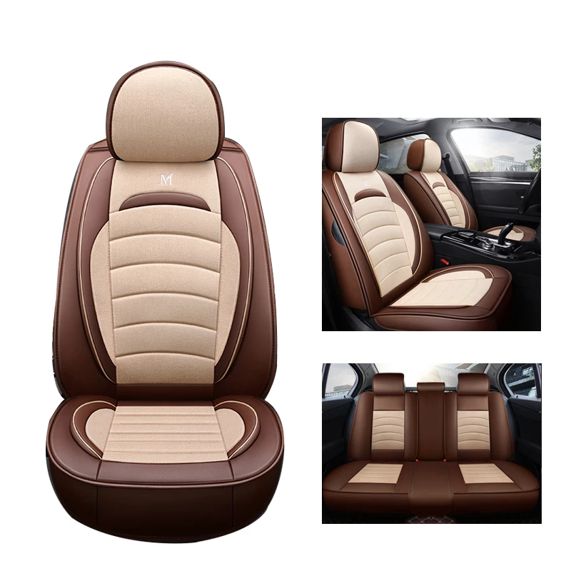 Чехол для переднего и заднего сидения автомобиля льняной кожаный чехол Toyota Corolla