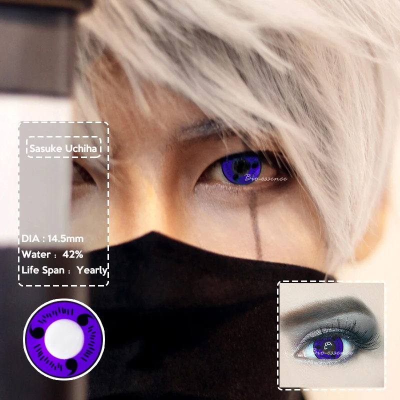 2 шт. Цвет контактные линзы Учиха серии Хэллоуин Косплэй для глаз 14 5 мм