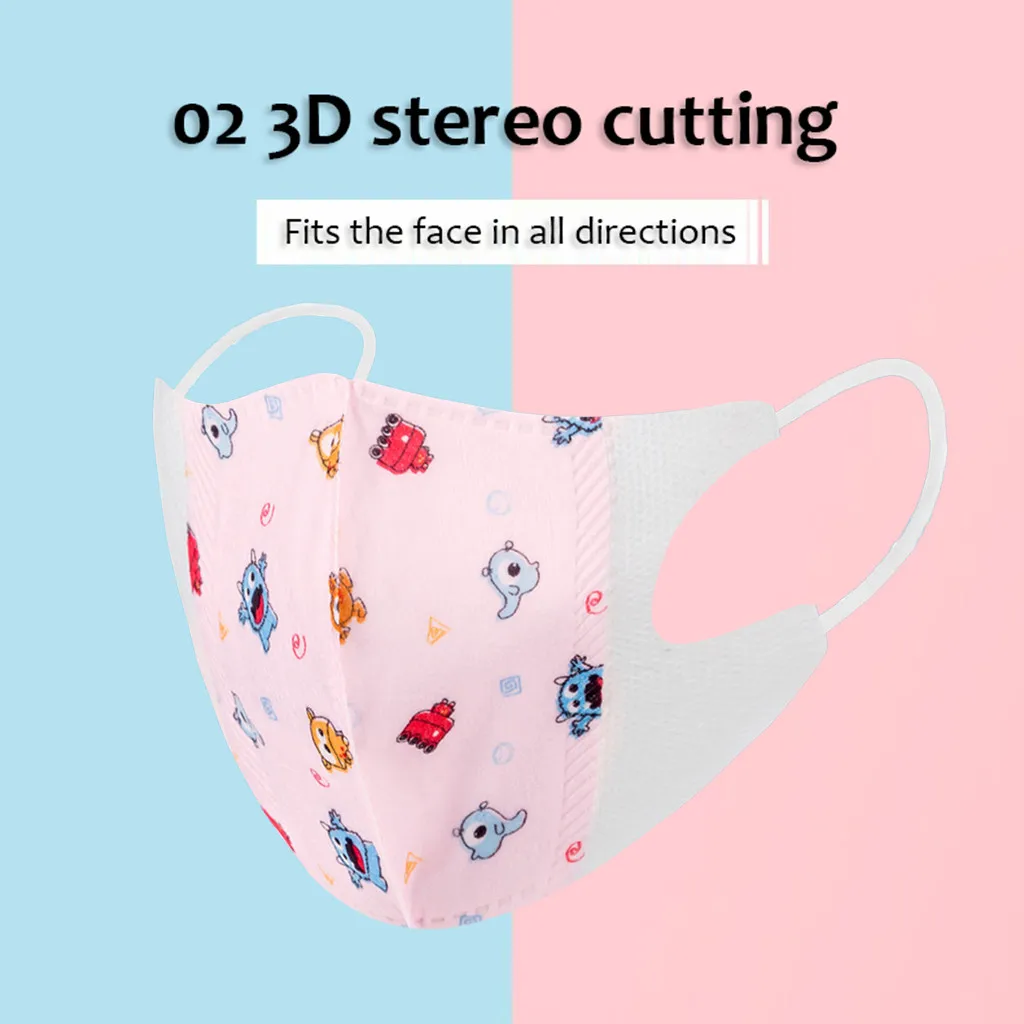 20pc Kids Cartoon Disposable Masks Baby Face Mask 3ply Protection For Child Dustproof Filter Earloop Bandage | Тематическая одежда