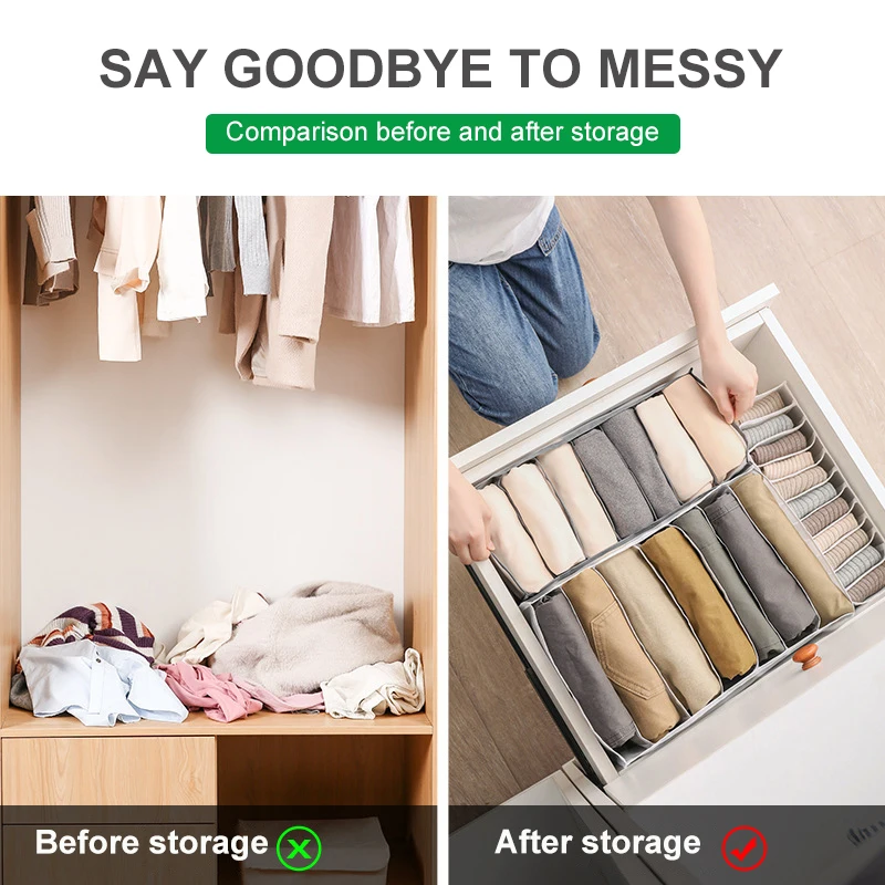 Closet Organizer Storage Box Jeans Compartment Dividers Drawer Organizers Bra Pants T-shirt for Clothes Washable | Дом и сад