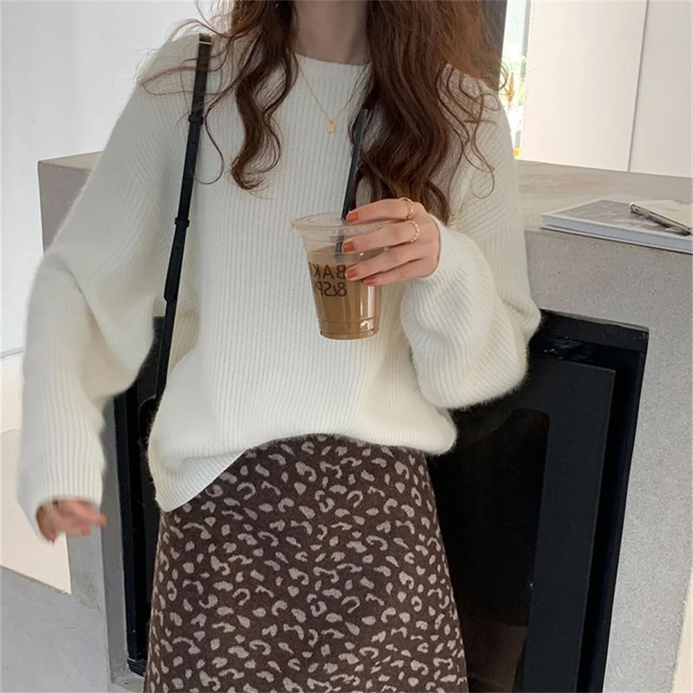 

Harajuku Autumn Oversize Chic Outwear Women's Elegant Bottom OL Knitted Tops Casual New Comfortable Pullover Sweaters