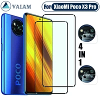 valam tempered glass for xiaomi poco x3 nfc m3 f3 x4 screen protector full cover protector glass for poco x3 m3 x4 camera lens