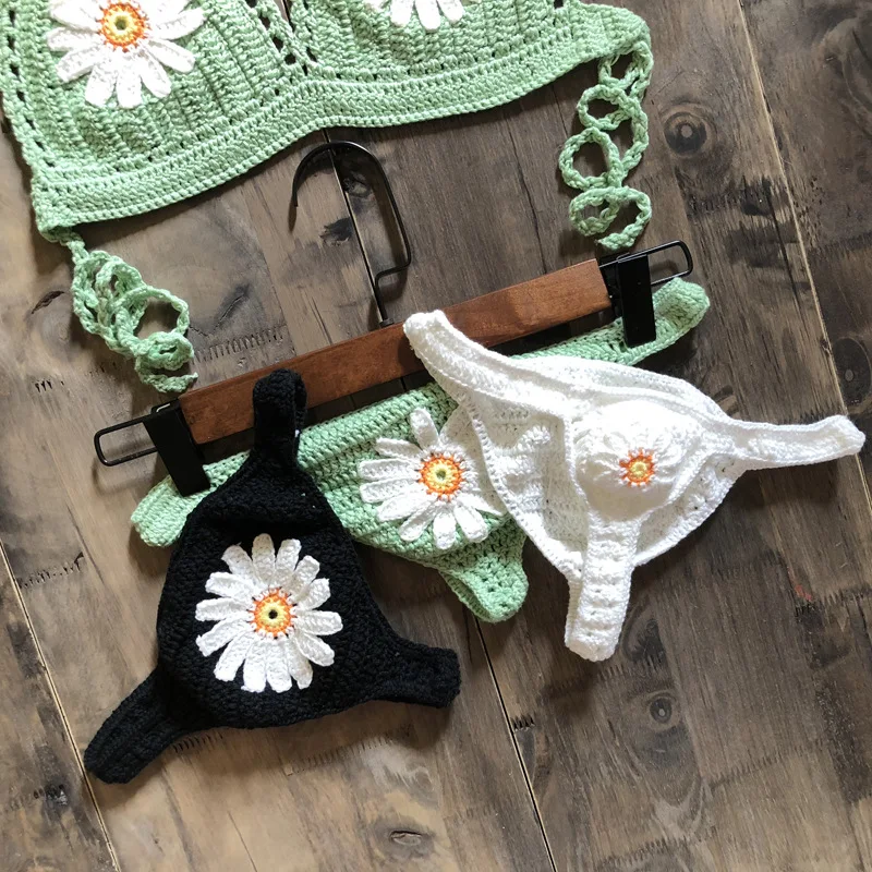 Para Praia 2021 Sexy Knitted Brazilian Bikini Thong Bathing Suit Women Crochet Swimsuit Micro Shell Hollow out Swimwear | Спорт и