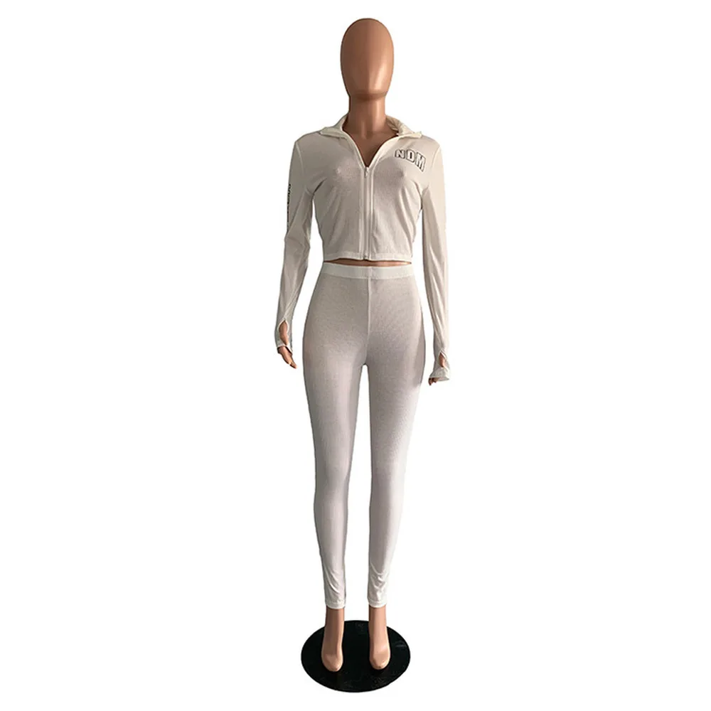 

Sexy Casual Fitness Tracksuit Two Piece Outfits for Women Letter Print Workout Bandage Crop Top and Sporty Jogger Pant Sweatsuit