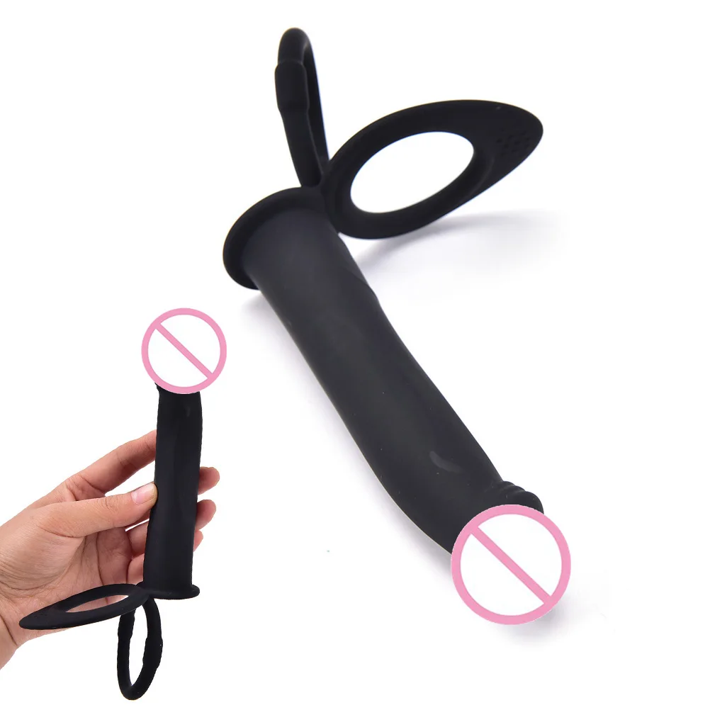 Black Silicone Strap On Penis Anal Plug Double Penetration Sex Toys Strapon Dildo Adult Products for Beginner |