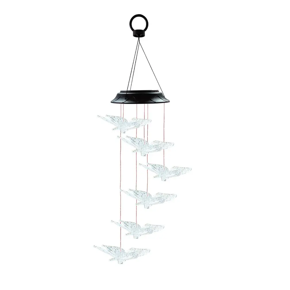 

LED Colorful Solar Power Wind Chime Crystal Hummingbird Butterfly Waterproof Outdoor Windchime Solar Light For Patio Yard Garden