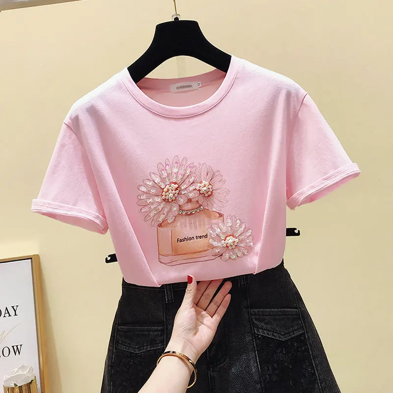 харадзюку футболки женские летний топы кавай розовый футболка женская хлопок