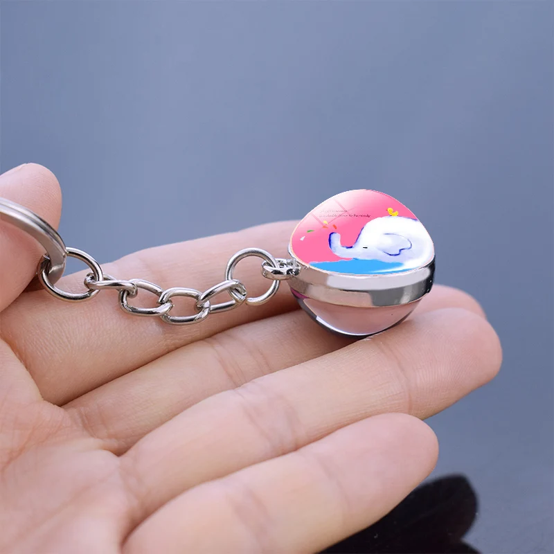 Мультяшный Слон брелок слон прекрасный рисунок стеклянный кабошон для ключей