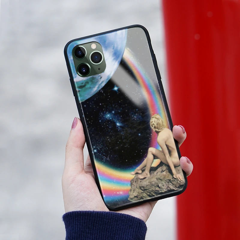 Синтетический коллаж эстетичный хиппи мягкий силиконовый стеклянный чехол для