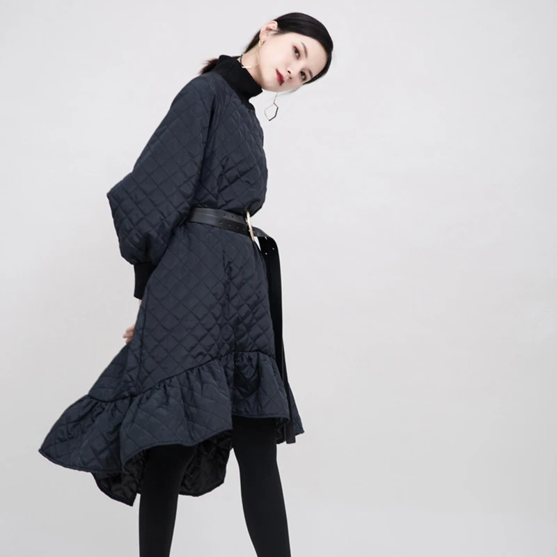 CHICEVER лоскутное клетчатое женское платье водолазка фонарь рукав высокая Талия