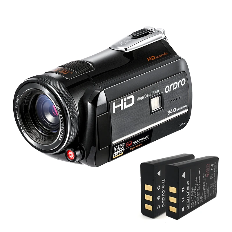 ORDRO цифровая видеокамера 1080 P Full HD видеокамера Wi-Fi инфракрасная ночная съемка ИК 30fps 18X цифровой зум Видео рекордер 2 батареи