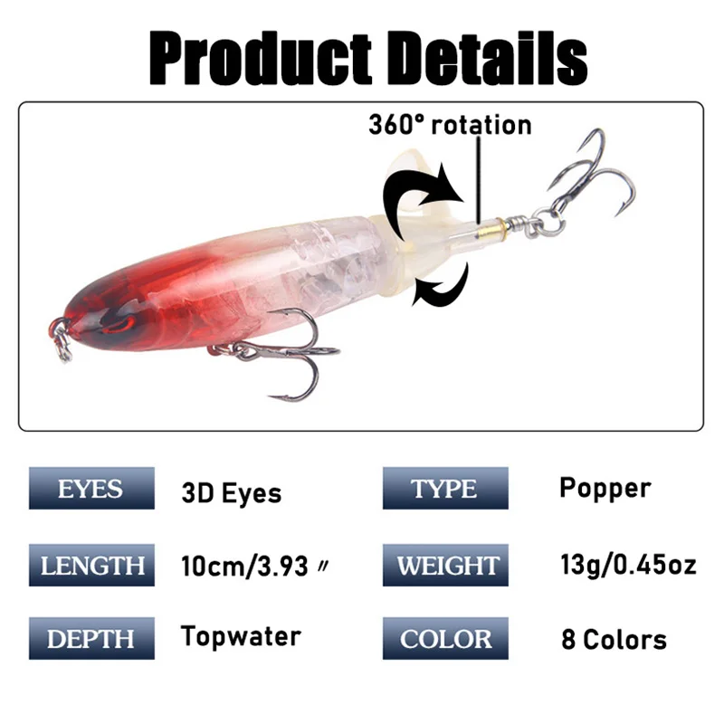 Ankeyeng 8 шт Whopper plopper 10 см/13 г плавающий Поппер рыболовная приманка искусственная