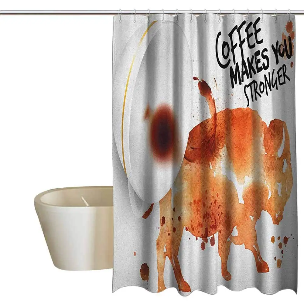 Экстра широкая занавеска для душа в виде кофейного искусства тропический дизайн