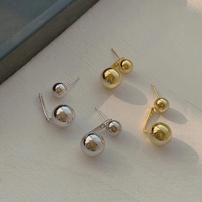 

Origin Summer Minimalist Metal Round Beads Dangle Earring for Women Gold Silver Color Geometrical Earring Jewelry Pendientes