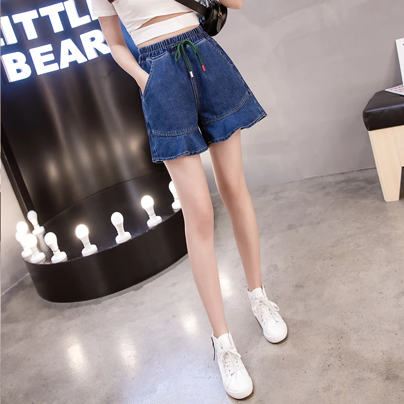 Летние джинсовые шорты с эластичной резинкой на талии размера плюс для женщин S M L