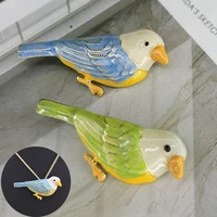 hot selling green glaze blue brooch flower jewelry bird brooch feather color enamel