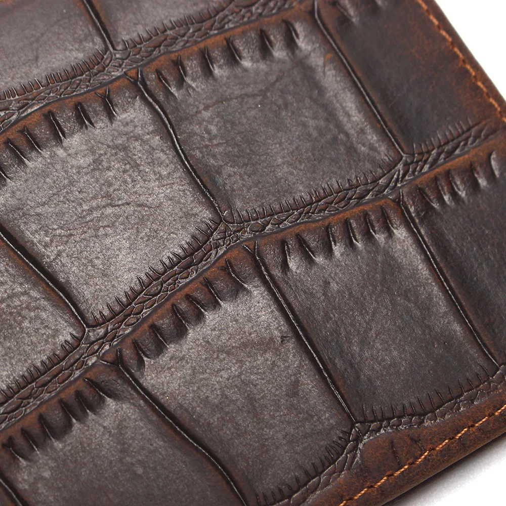 

High Quality 100% Genuine Leather Wallet Crocodile Style Crazy Horse