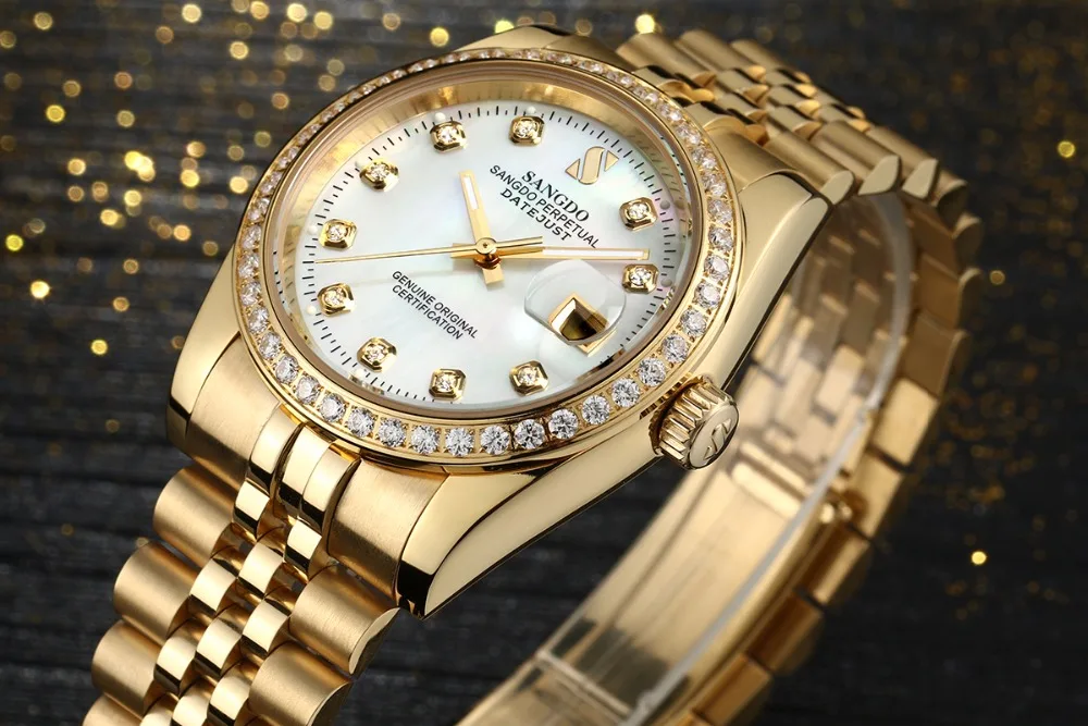 36 мм SANGDO Самовзводные механизм высокое качество Роскошные мужские часы покрытие