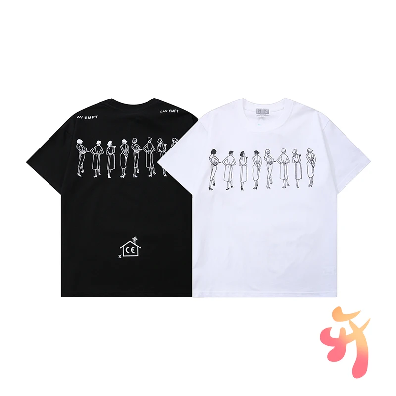 

CAV EMPT T Shirt Line Pattern Loose Short Sleeves High Quality Cotton Industrial Style Men Women Oversized C.E. Hip HopT-shirt