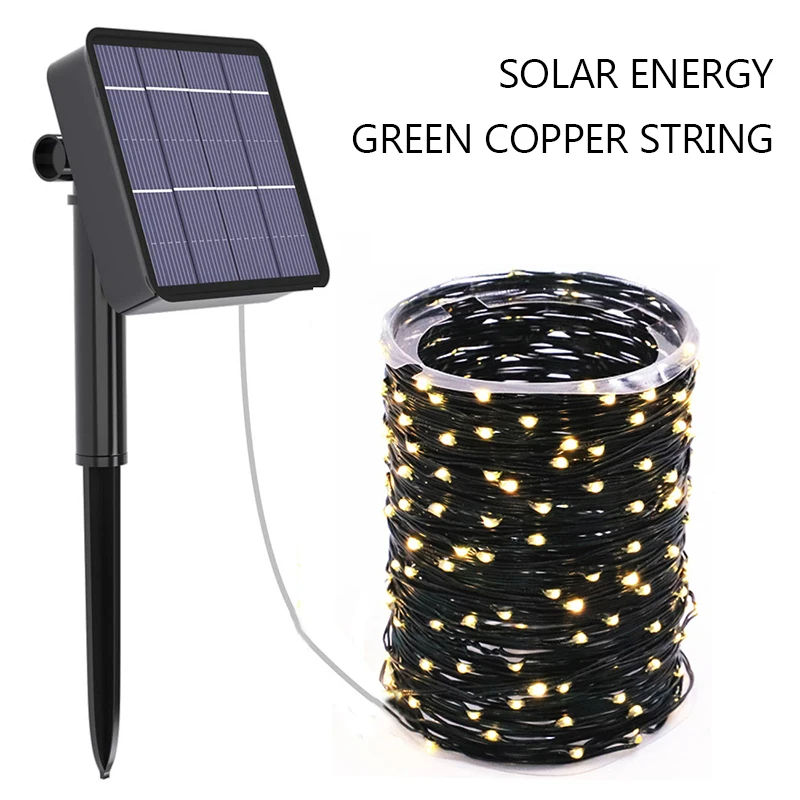 Светодиодный солнечный светильник наружная гирлянда Рождественская медная