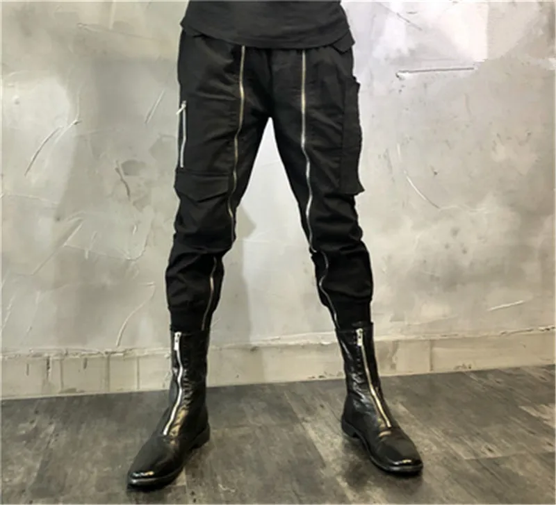 Fashion New Men Cargo Pants Streetwear Hip Hop Casual Long Pants Male  Trousers Zippers