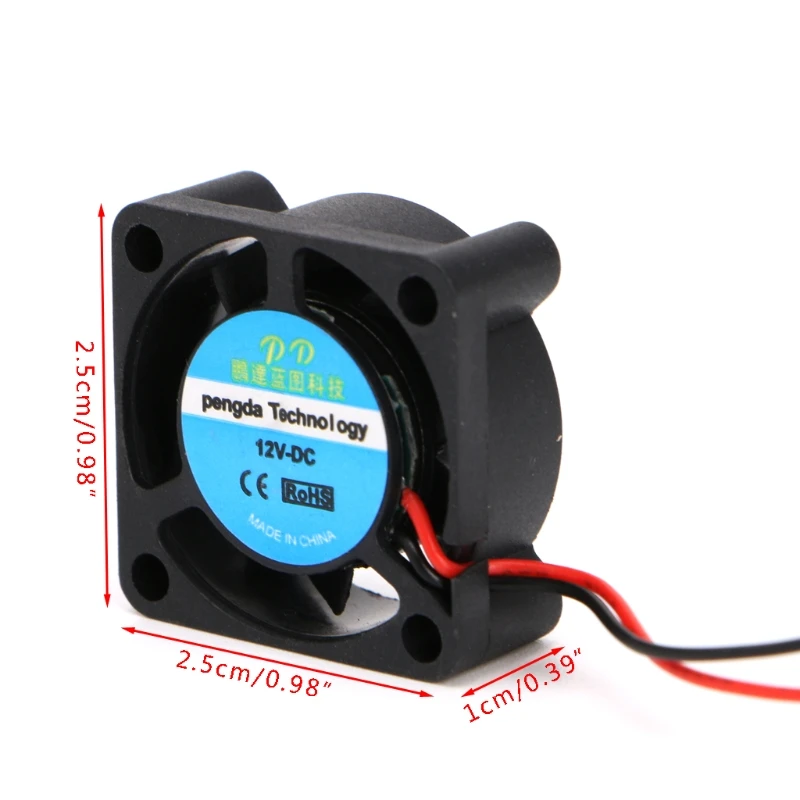 DC 12V 25*25*10 мм небольшой 2-проводной Бесщеточный вентилятор охлаждения 2510S для