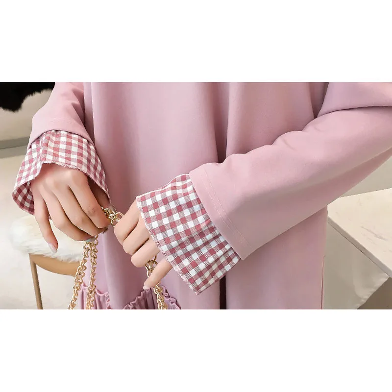 Осенние плиссированные платья Одежда для беременных женщин кукольный воротник с